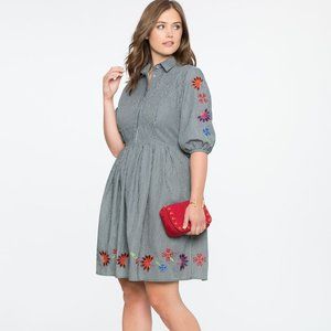 Eloquii Studio Embroidered Shirt Dress